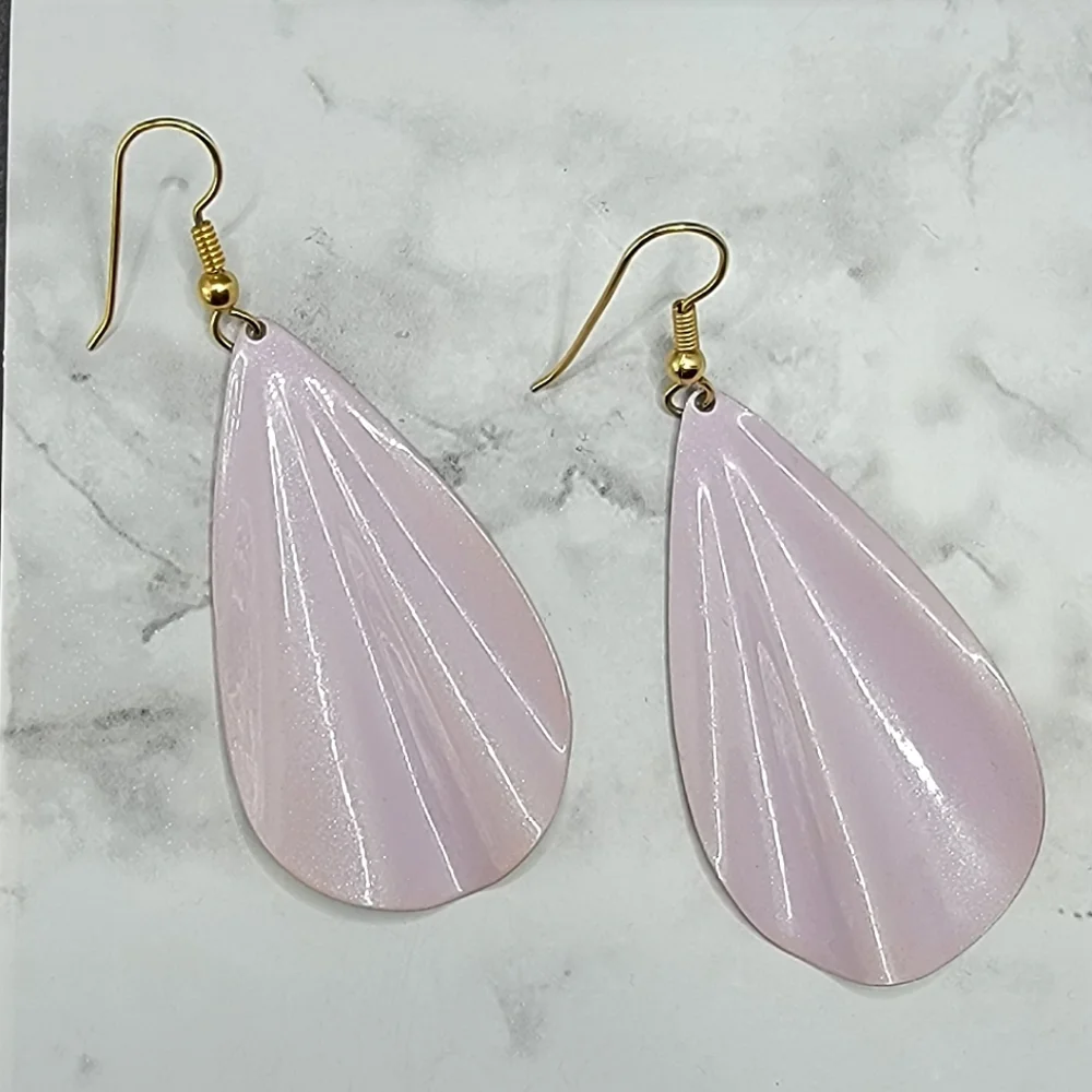 Flower Petal earrings Metallic Pastel Pale Lilac Purple